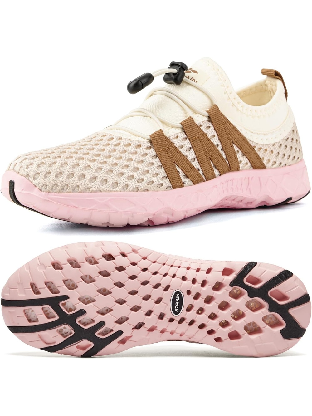 Women's Apricot Pink Closed Toe Flat Xdrain Mesh Slip On Athletic Water Shoe